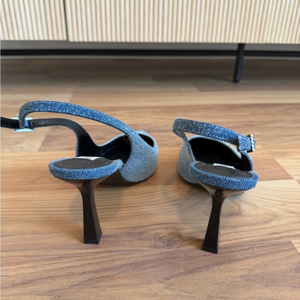 Steve Madden Blue Denim Slingback Pointed-Toe Heels - Picture 5 of 10